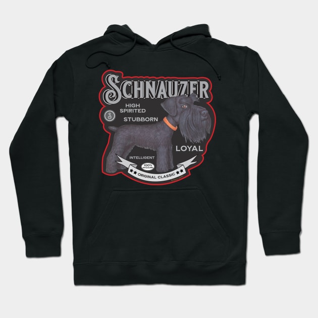 Funny Cute Vintage Black Schnauzer Dog Hoodie by Danny Gordon Art